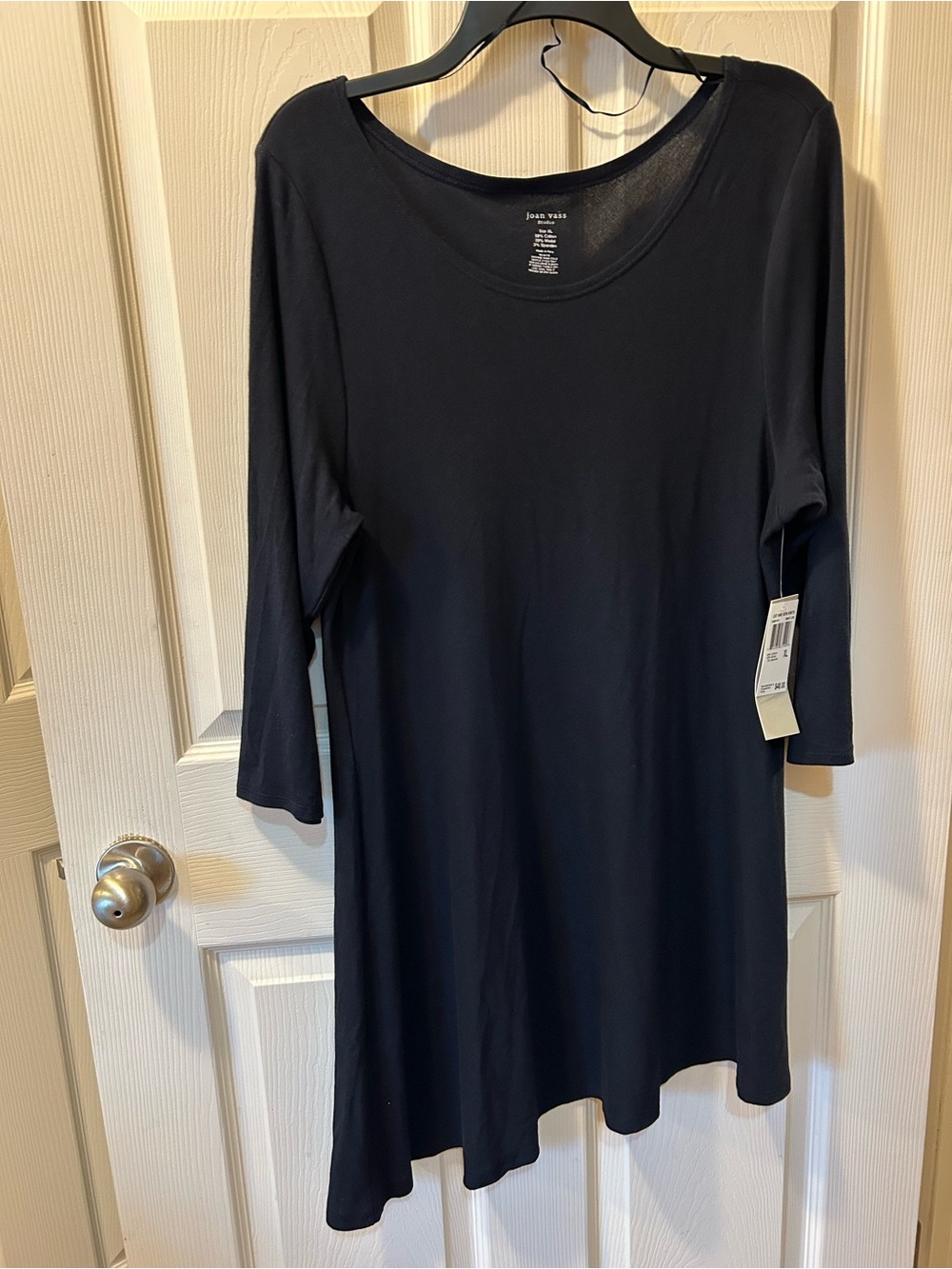 Joan Vass XL Black Scoop-Neck A-Line Dress NWT